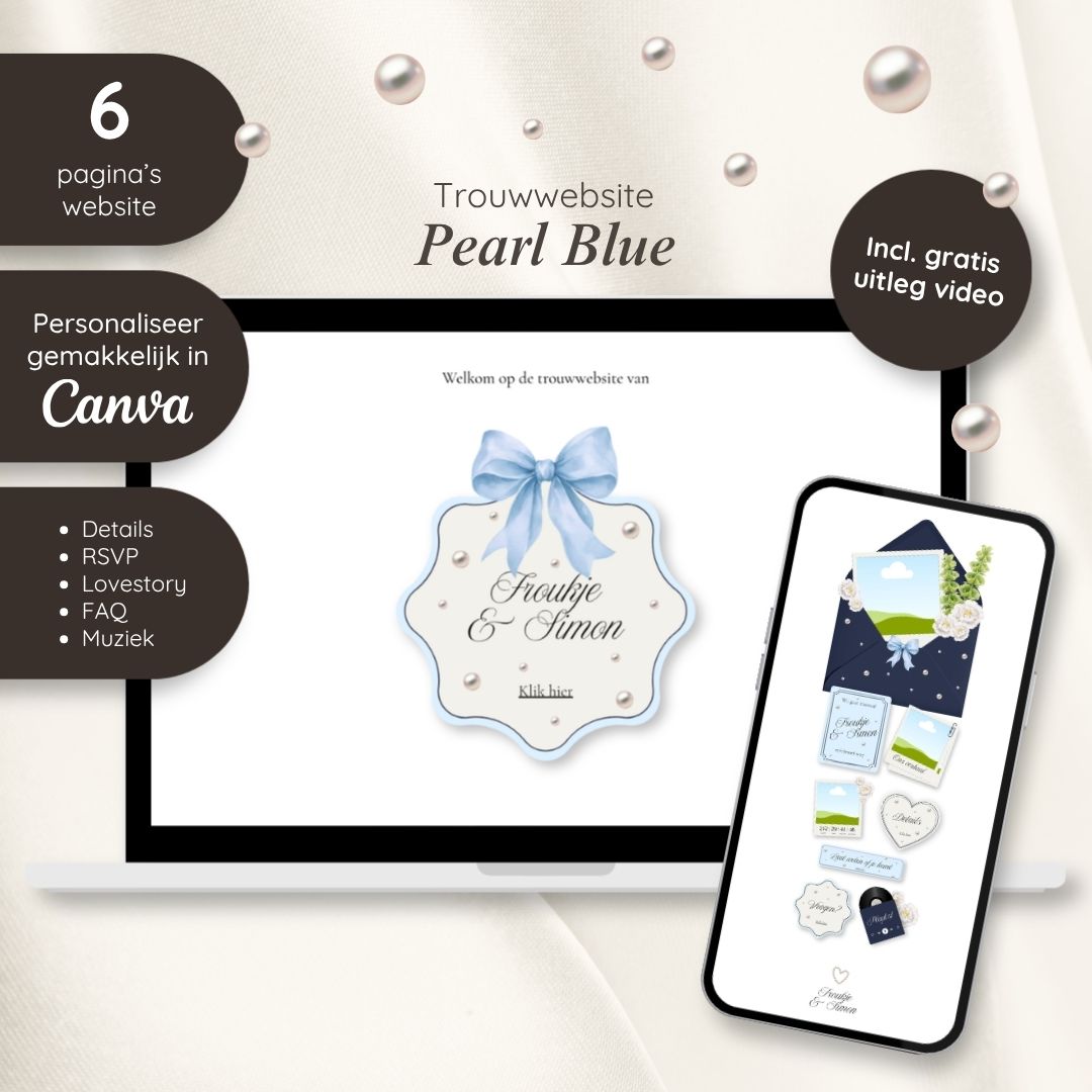 Trouwwebsite // Pearl Blue