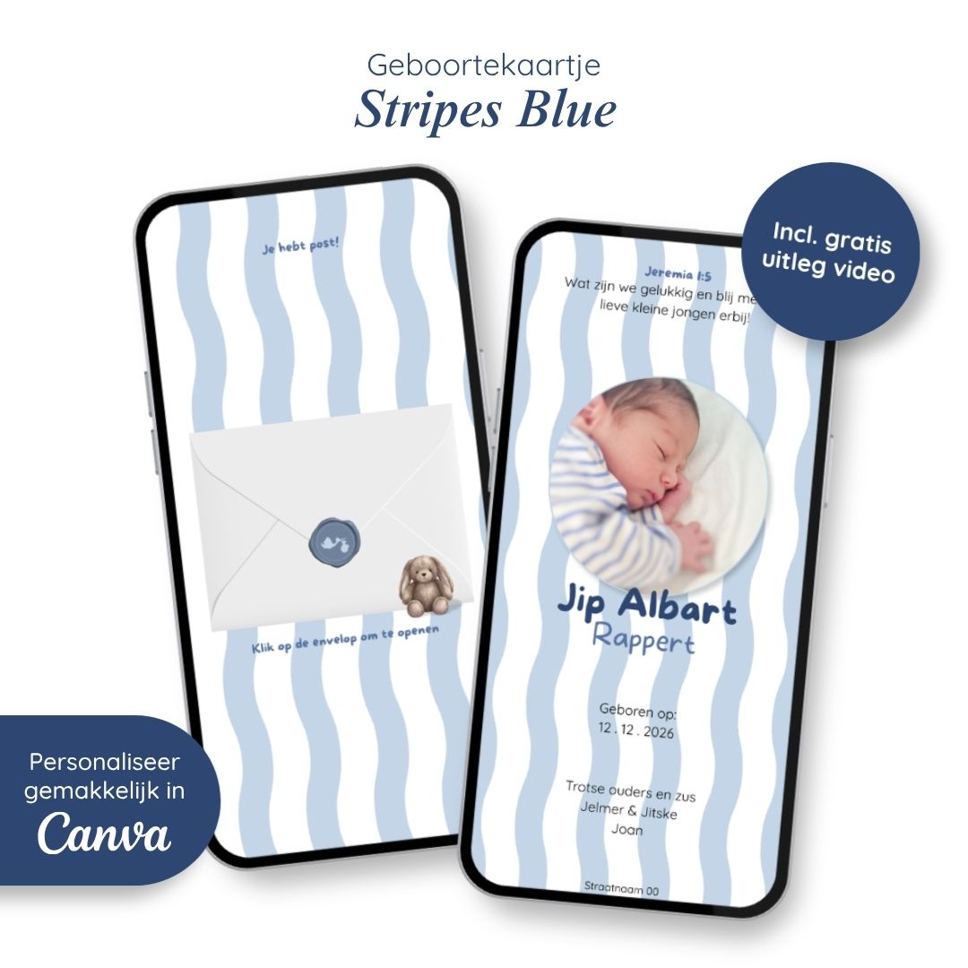 Geboortekaartje // Stripes Blue