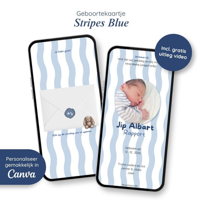 Geboortekaartje // Stripes Blue