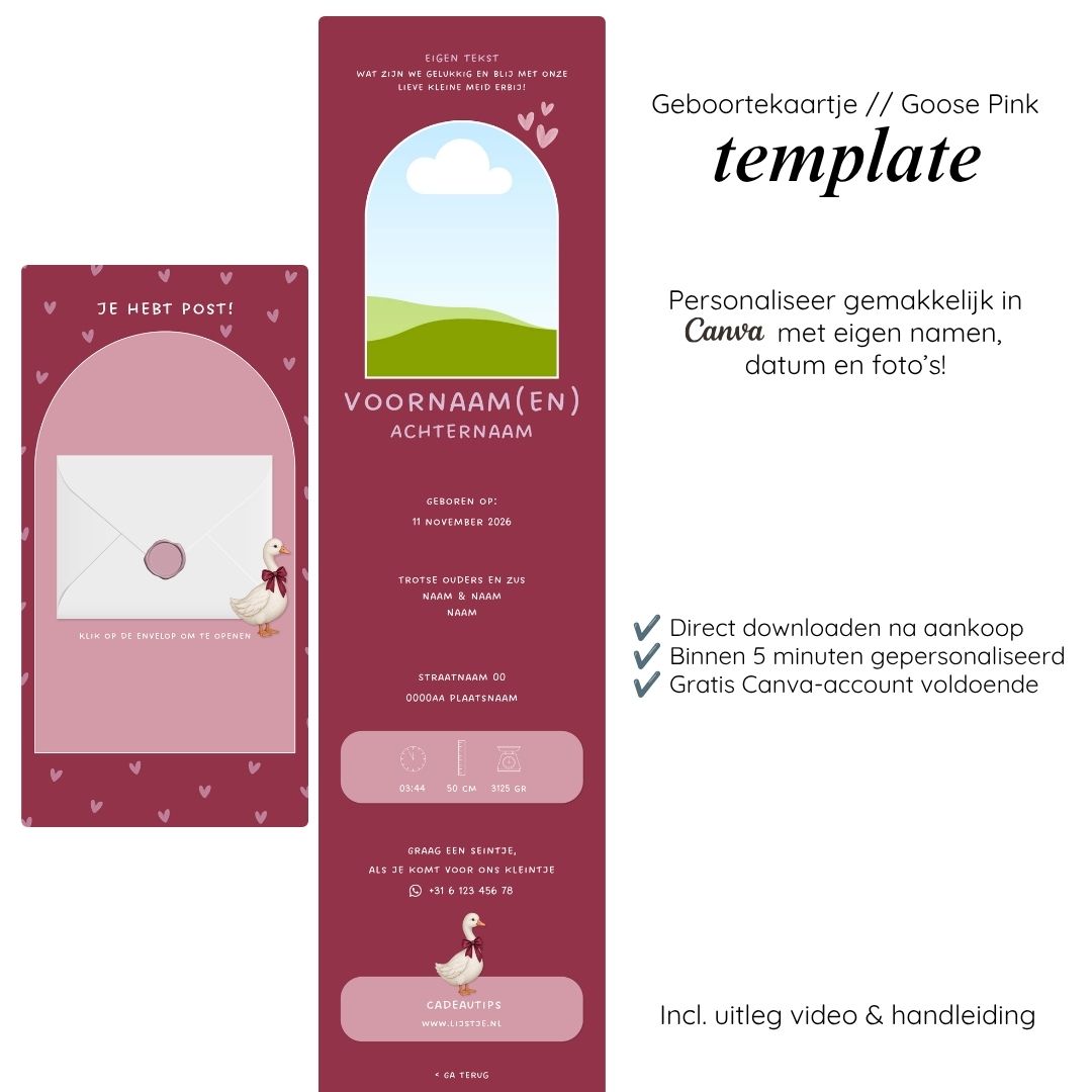 Geboortekaartje // Goose Pink
