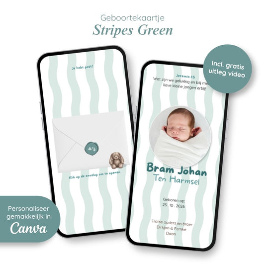 Geboortekaartje // Stripes Green