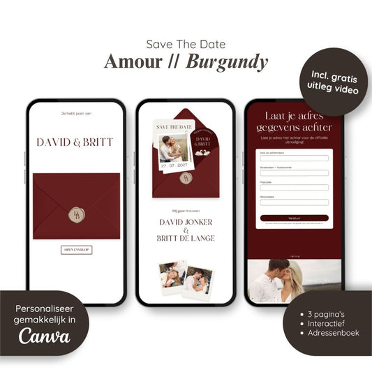 Save the Date // Amour Burgundy