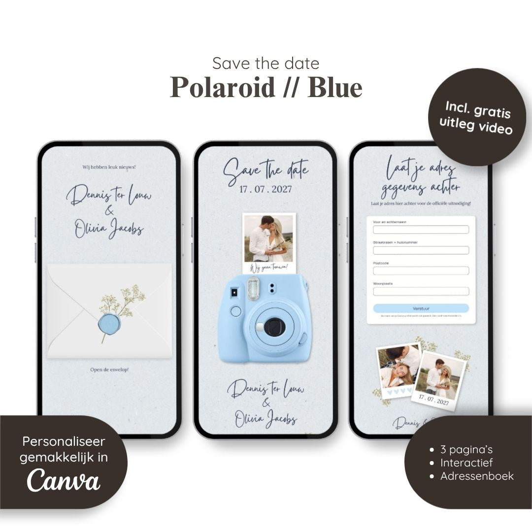 Save the date // Polaroid Blue