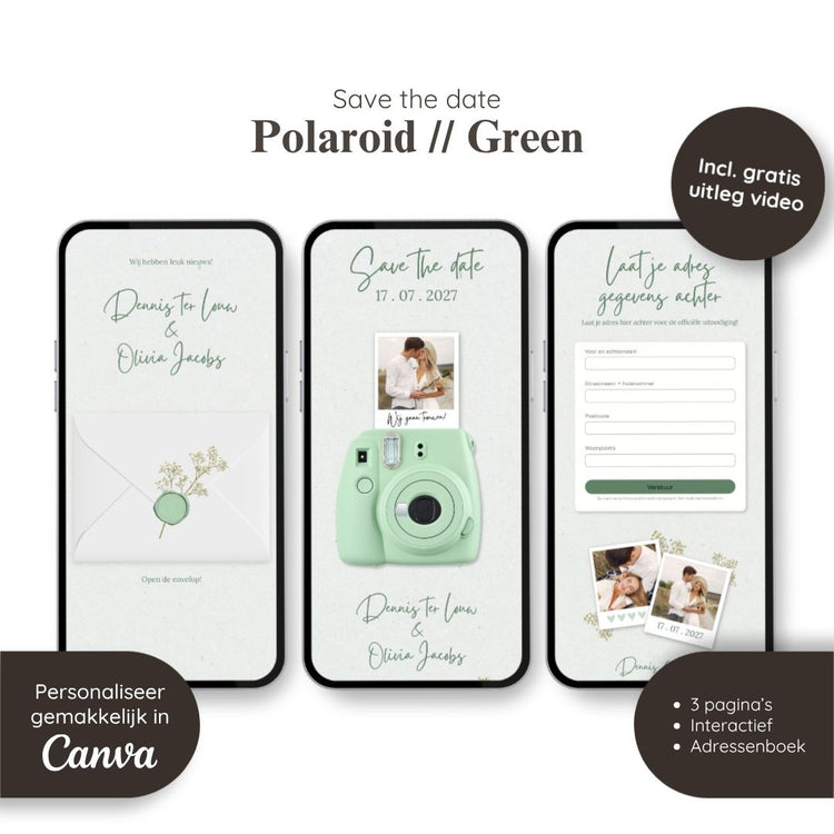 Save the date // Polaroid Green