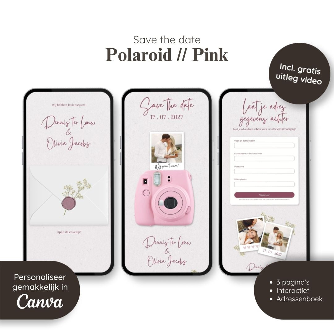 Save the date // Polaroid Pink