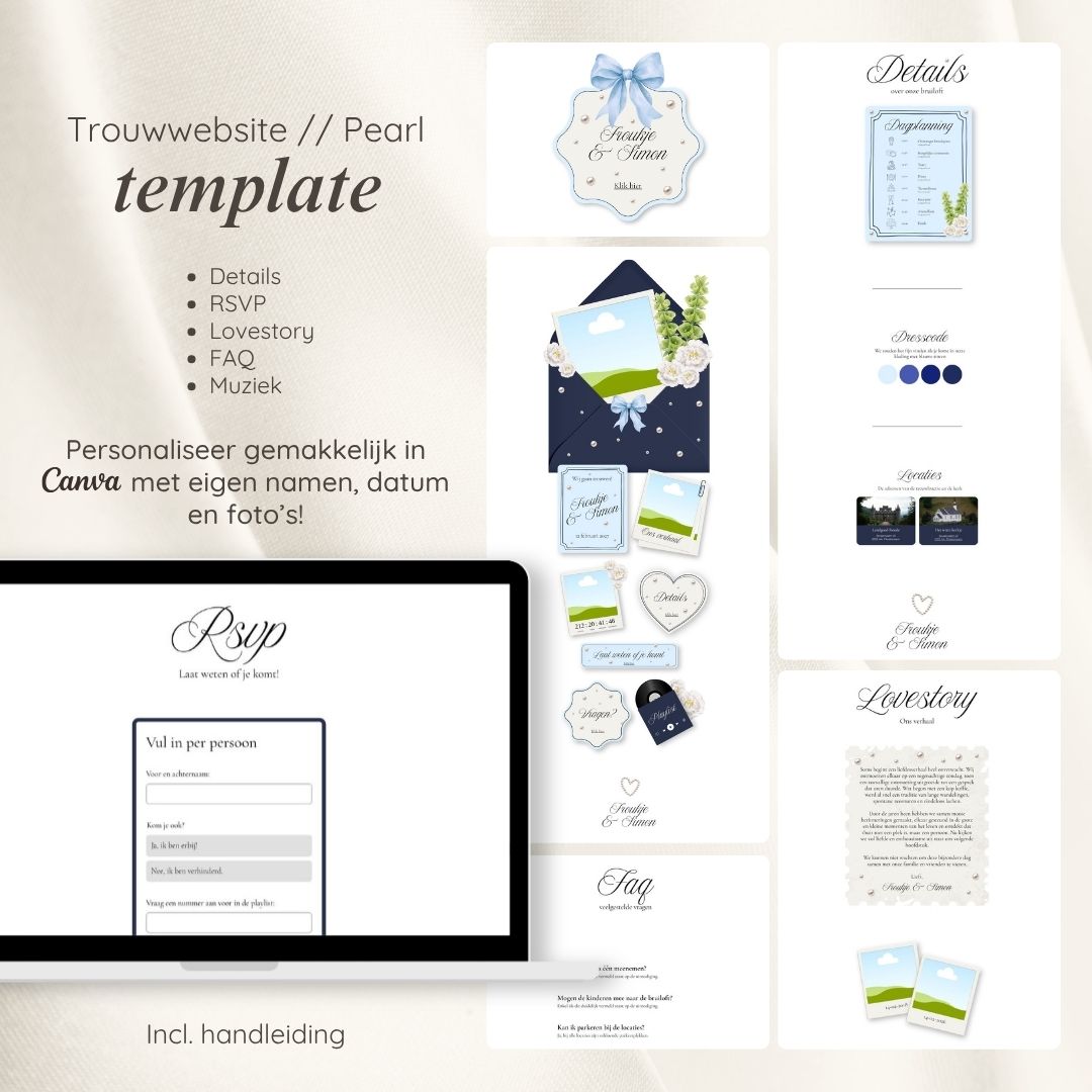 Trouwwebsite // Pearl Blue