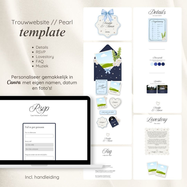 Trouwwebsite // Pearl Blue