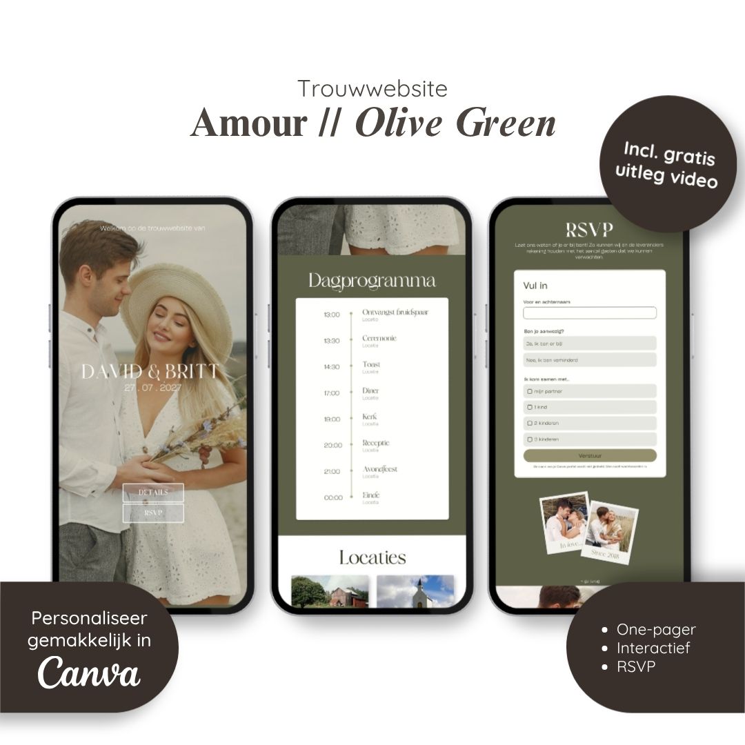 Trouwwebsite // Amour Olive Green