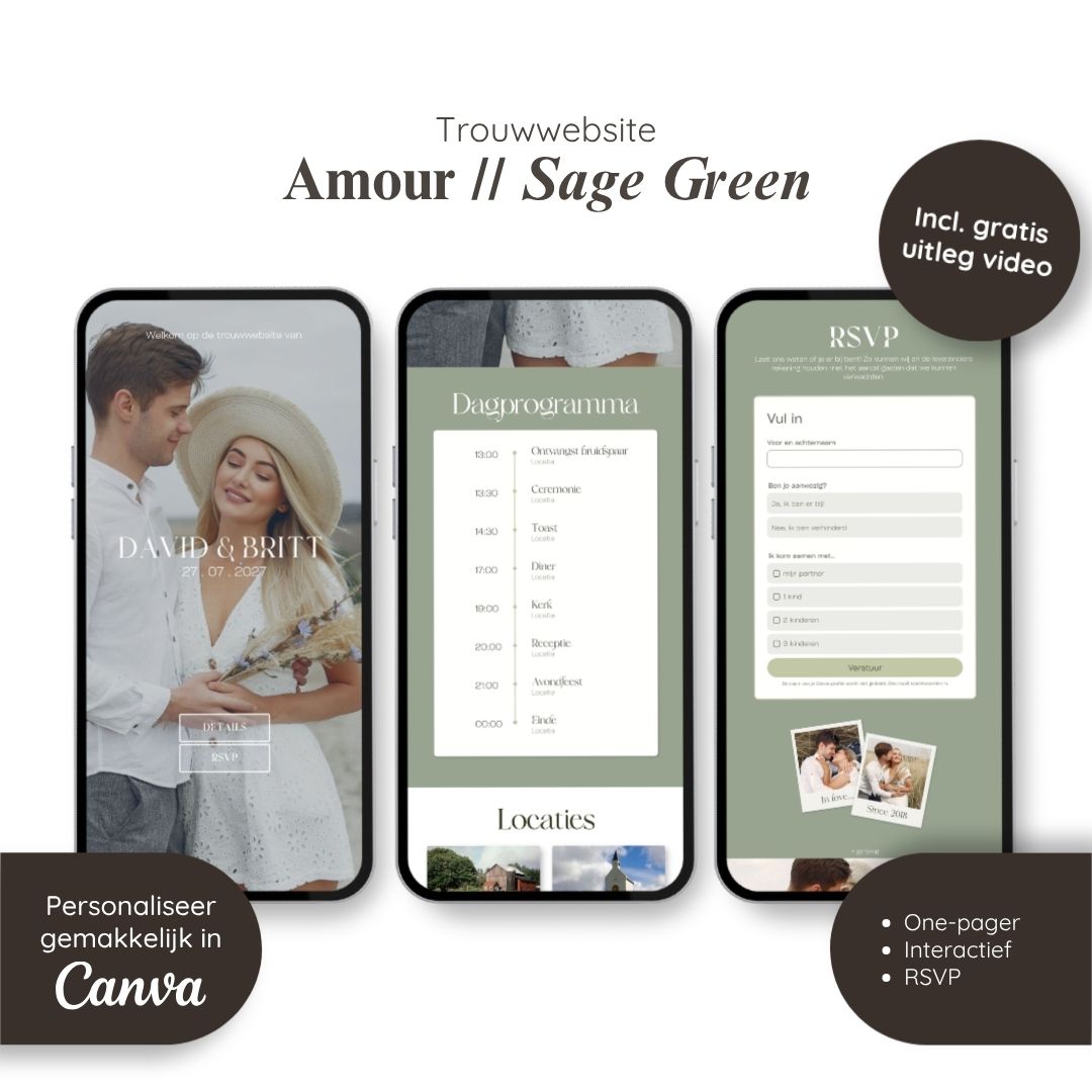 Trouwwebsite // Amour Sage Green