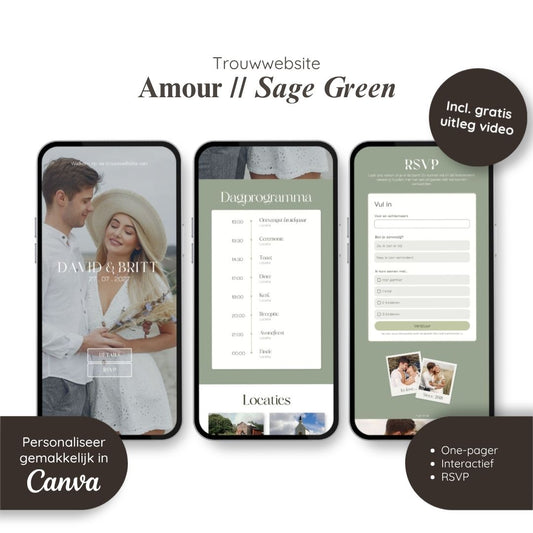 Trouwwebsite // Amour Sage Green