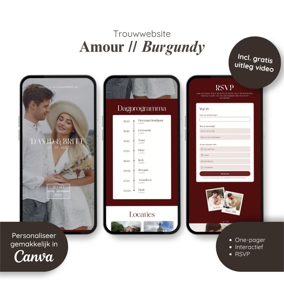 Trouwwebsite // Amour Burgundy