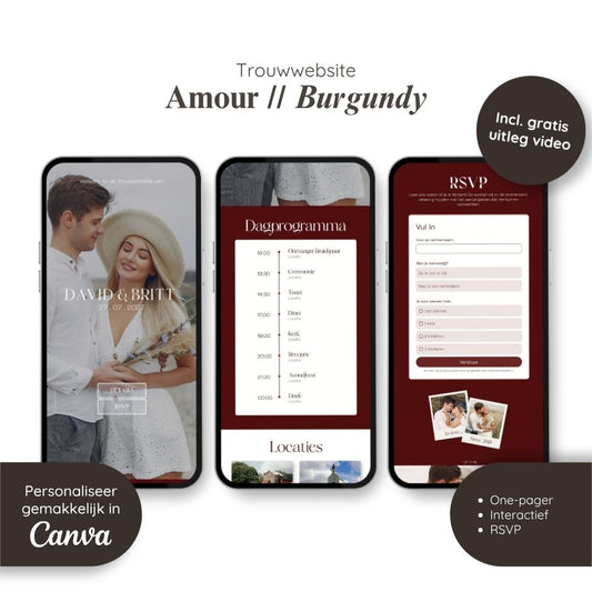 Trouwwebsite // Amour Burgundy